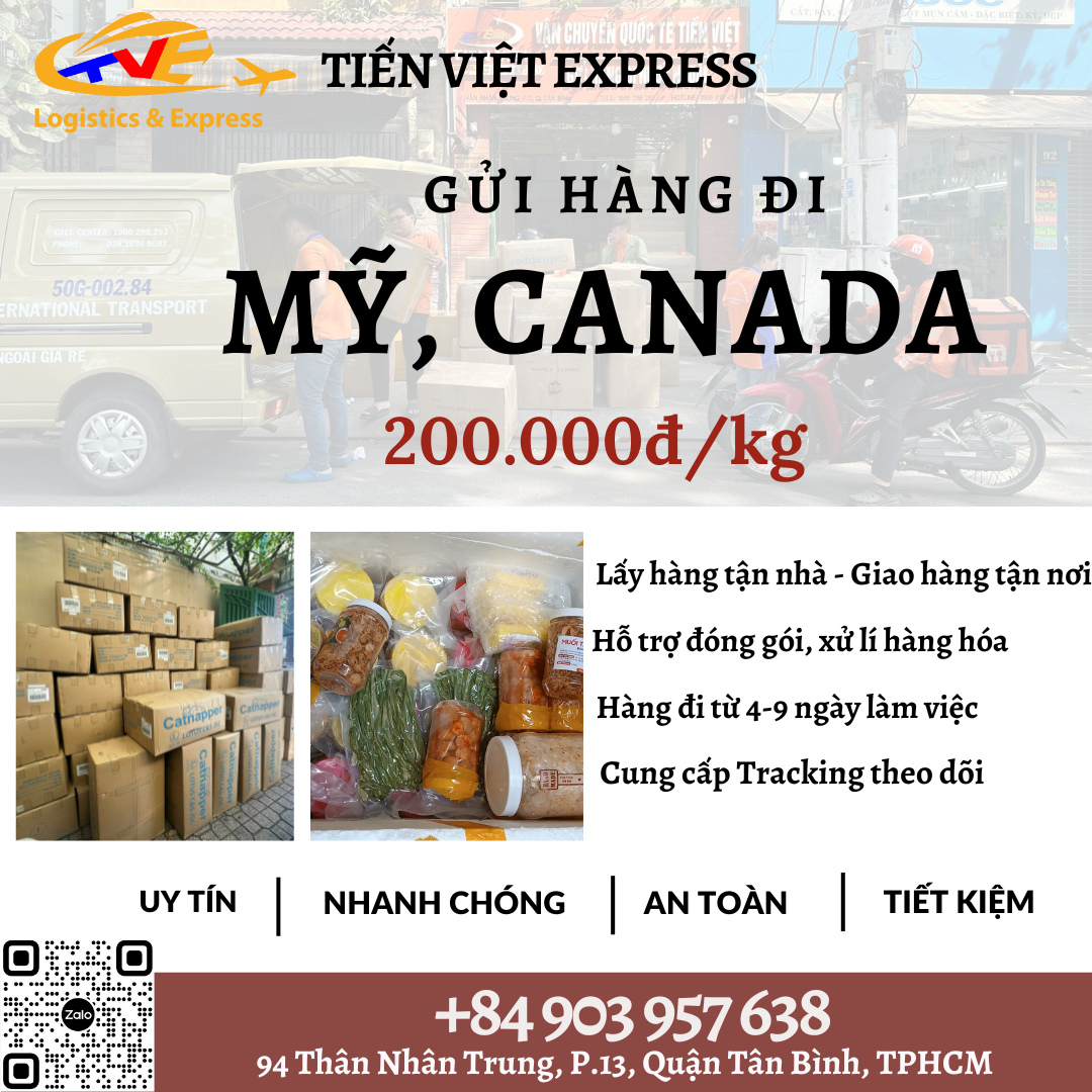 Gửi hàng đi USA, Canada - Tiến Việt Express